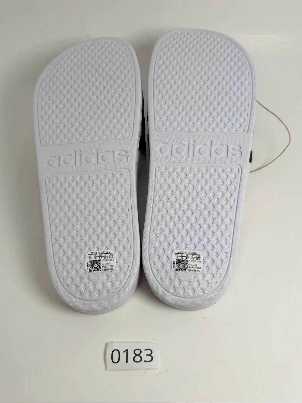 adidas White and Black Adilette Slide Sandals